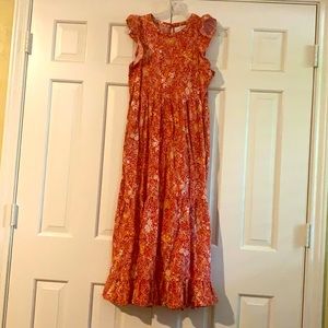 Orange Floral tiered dress